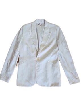 Elie Tahari White Single-Button Notch Lapel Blazer